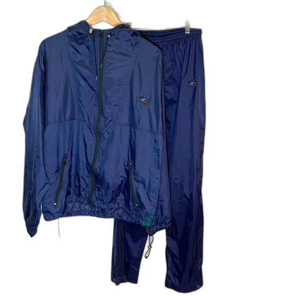 Vintage 90s Helly Hansen Navy 2 Piece Tracksuit Hooded Jacket Pants Set Size M - Picture 1 of 16